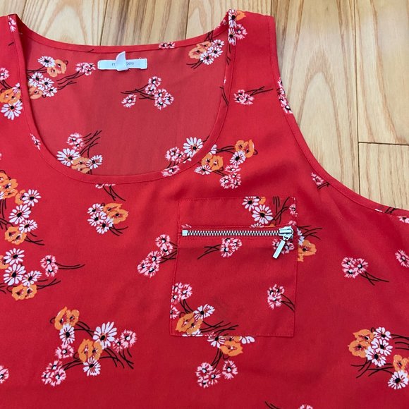 Maurices Orange Floral Zipper Sleeveless Top Size Large - Picture 4 of 8